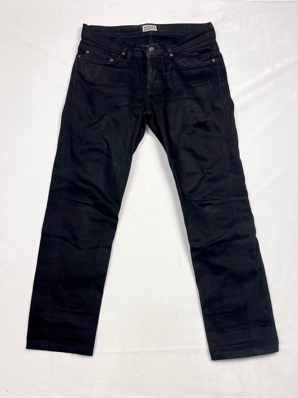 Naked & Famous Solid Black Selvedge Quiet Luxury Jeans Men's Size 28